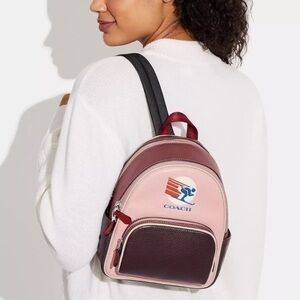 Coach • Mini Court Backpack In Colorblock Ski Speed Graphic Powder Pink Multi